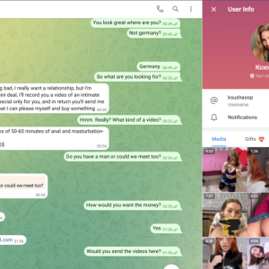 Pretends to sell her "own" porn.